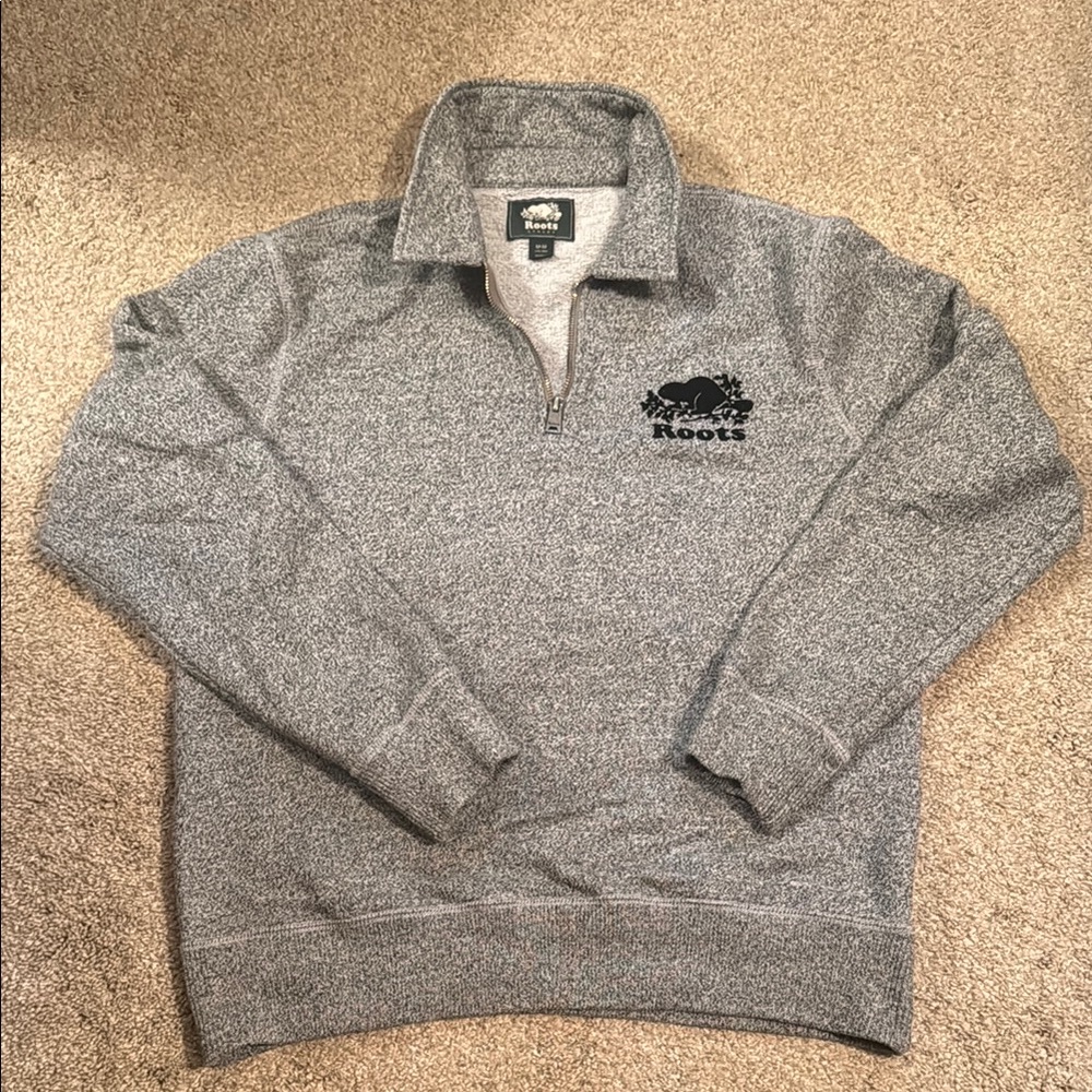 Roots Gray Unisex Quarter-zip Sweatshirt - size M